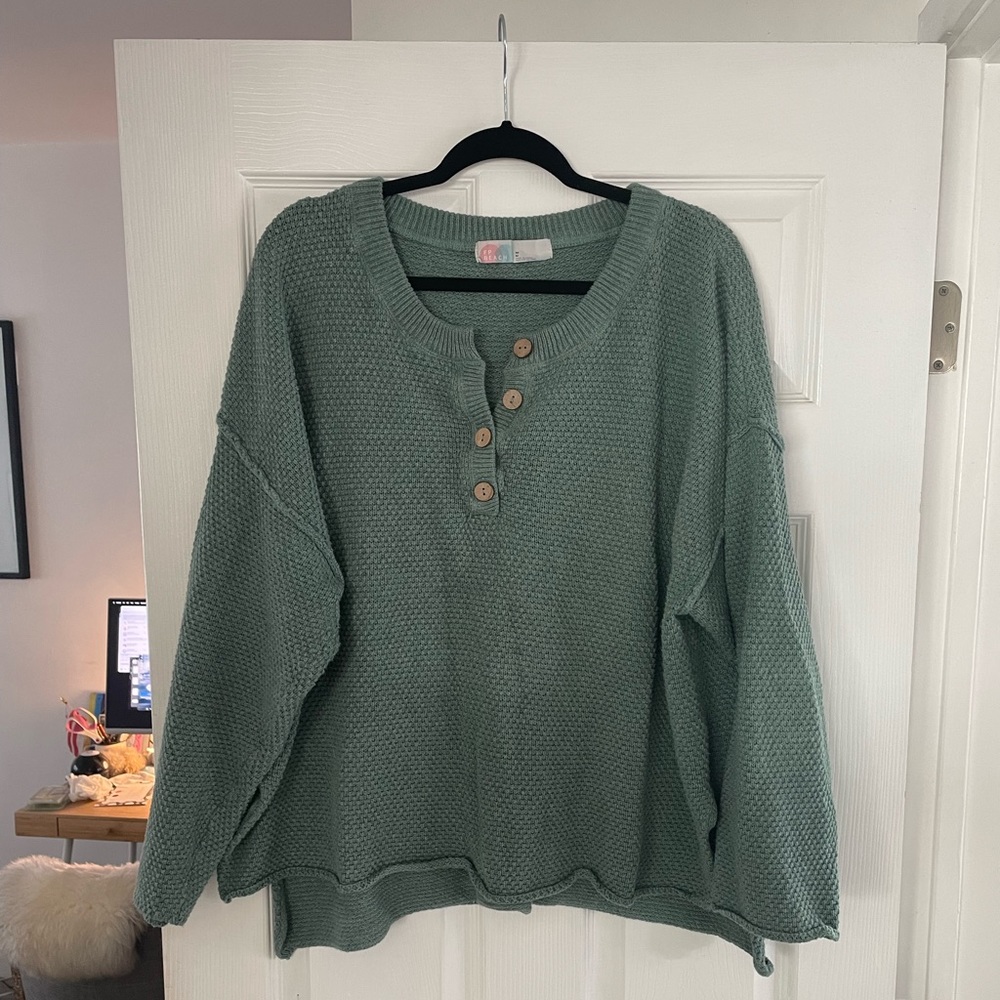 Free People Hailee Sweater Set (sweater only) turquoise M